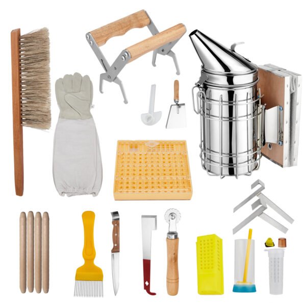 Beeware 15-piece package beekeeping tools steel smoker nest frame clip bee brush sheepskin gloves breeding king set пчеловодство